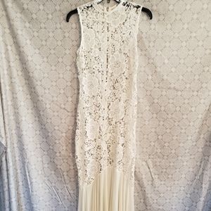 White Lace High Low Bridal Maxi Dress